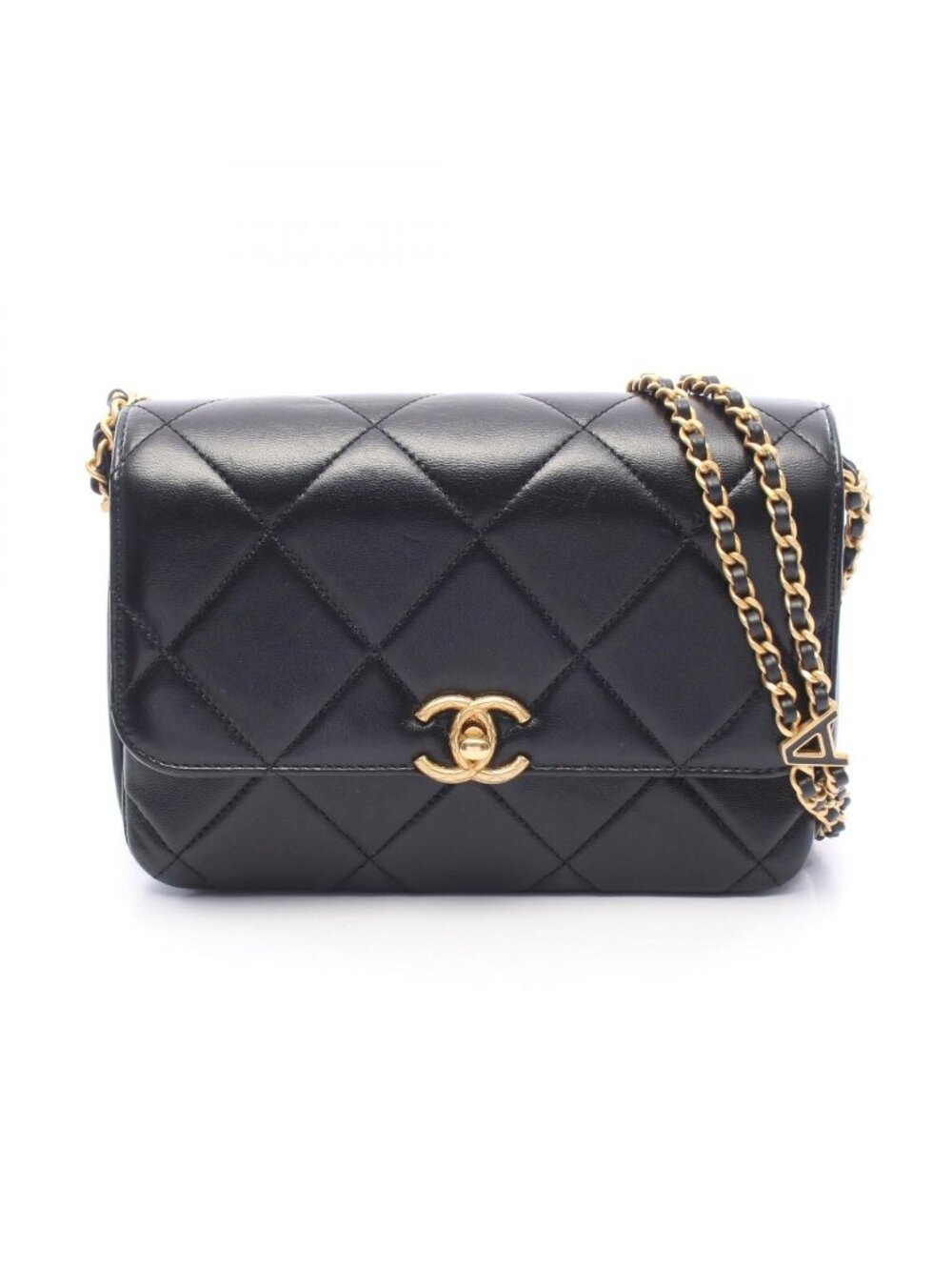 Chanel Shoulder Bag Quilted Small Flap Black Leather Chain